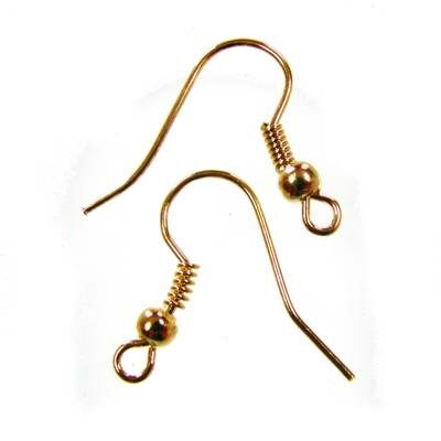 ear wire with ball and coil 17mm gold color (20pcs) - k227