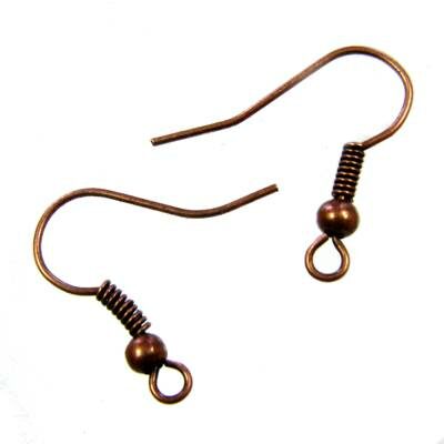 ear wire with ball and coil 17mm red bronze color (20pcs) - k233