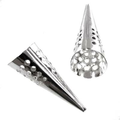 bead cap perforated 13x32mm silver color - k240