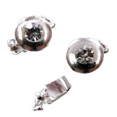 clasp round 10mm silver color with crystal - k242