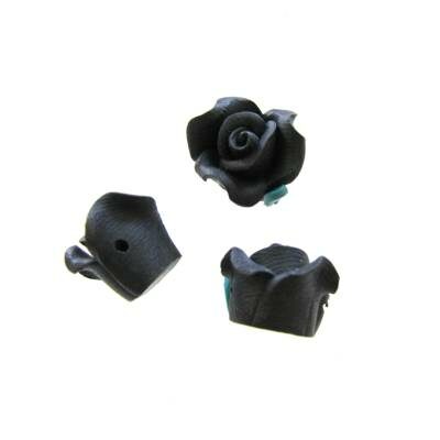 rose fimo 13x13x10mm black - k272