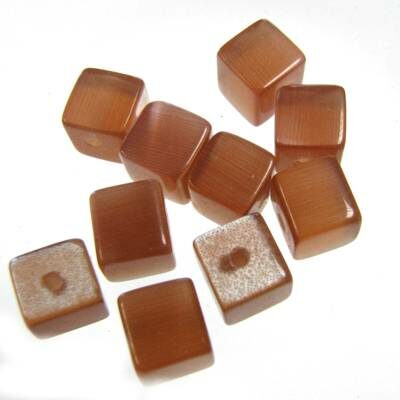 bead cube 6mm Cateye brown (10pcs) China - k304-6br