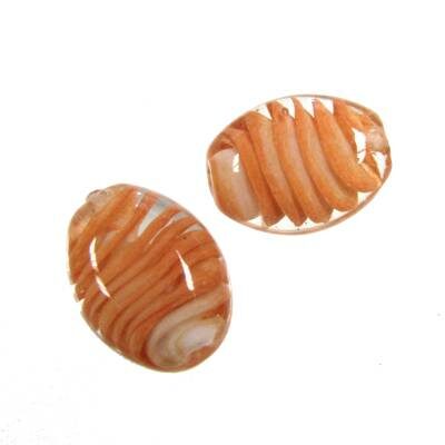 (Latviski) pērle ovāla 22x18mm ar spirāli caursp/oranža