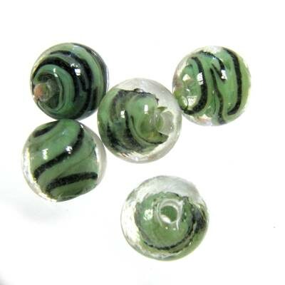 -25% bead round 10mm layered green/black (10pcs) China - k513-5