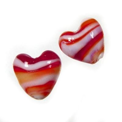 (Latviski) pērle sirds 15mm slāņaina sarkana(6gab)