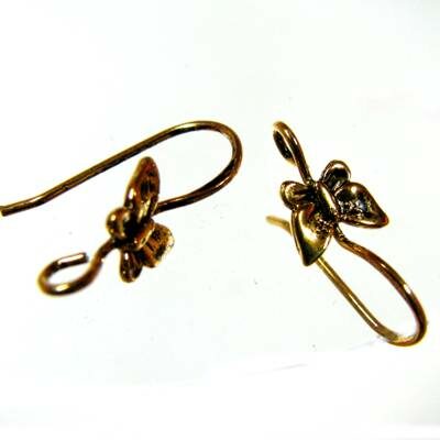 earwire hook with butterfly 20x15x2mm antique gold color