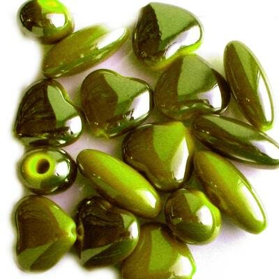 beads asorti syntetic Lime Green half metallized (50g) - s06916
