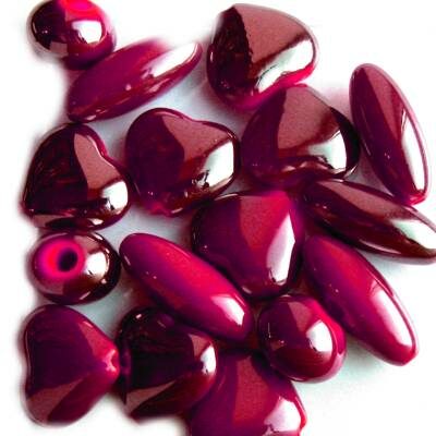 beads asorti syntetic Red half metallized (50g) - s06921