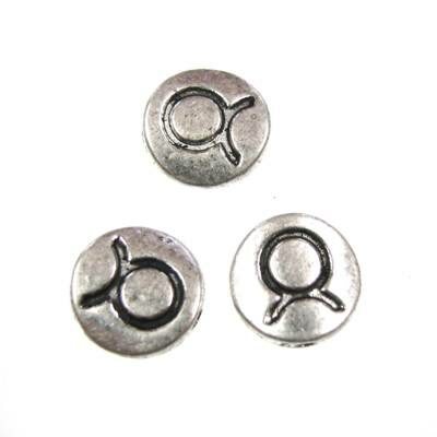 metal bead flat round 10mm with zodiac Taurus - s07452