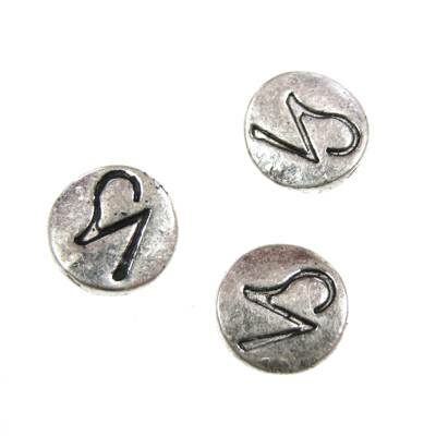 metal bead flat round 10mm with zodiac Capricon - s07457
