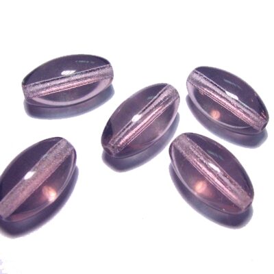 bead oval 14x8mm violet transp. (20pcs) Czech