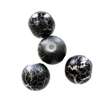 pērle apaļa 10mm melna uz sudraba (20gab) Ķīna