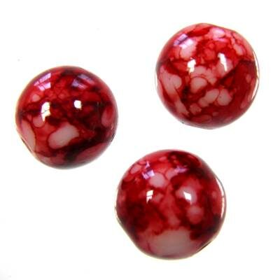 pērle apaļa 12mm stikls (10gab) lakota sarkana