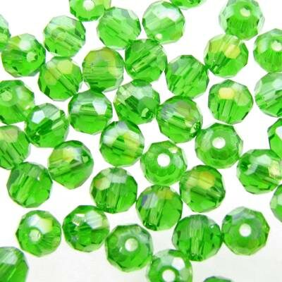 bead round faceted 4mm Fern Green AB (50pcs)