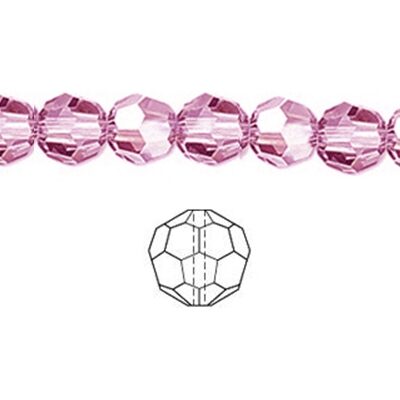 pērle apaļa slīpēta 6mm (20gab) Pink Crystal