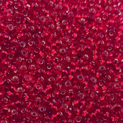 pērlītes N9 sarkanas ar spoguli "Light Siam Ruby silver lined" (25g) Čehija