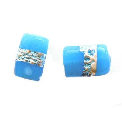 bead angular 17x10mm blue with silver (India)