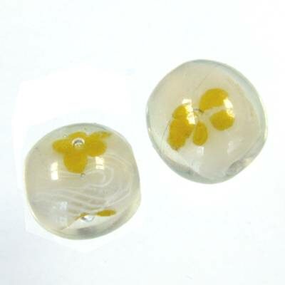 pearl round 14mm white with yellow flower, China