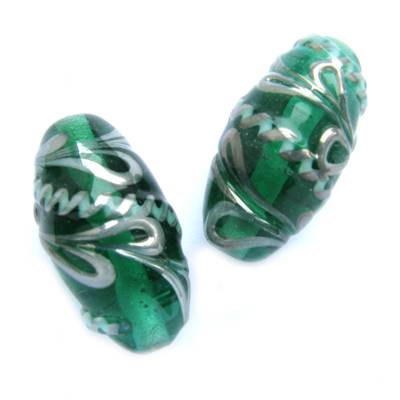 pērle ovāla zaļa