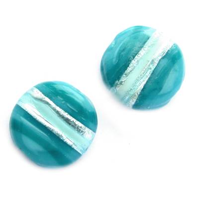 pērle tablete 15mm zila ar sudrabu (Indija)