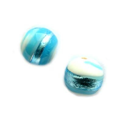 -60% pērle apaļa 12mm (Indija) zila/balta