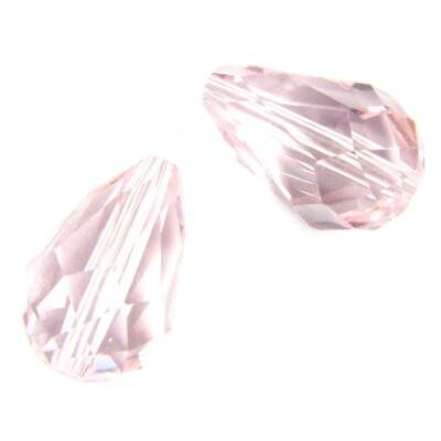 pērle lāse slīpēta 16x12mm Indija, rozā AB