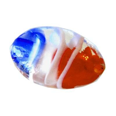 pērle ovāla 26x17x11mm sarkana/balta/zila